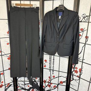 J Crew Pant Suit Size Set Blazer Jacket Wool Wide Leg Pants Black Size 4